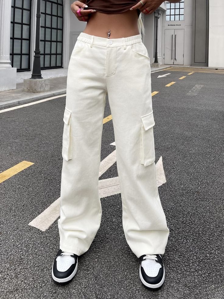 Mavi Women's Alva High Rise Straight Leg Cargo Pants, Off White Luxe Twill,  24 x 30 at Amazon Women's Clothing store